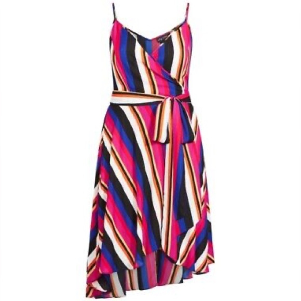 New City Chic Bold Embrace Multicolor Striped wrap dress in xl